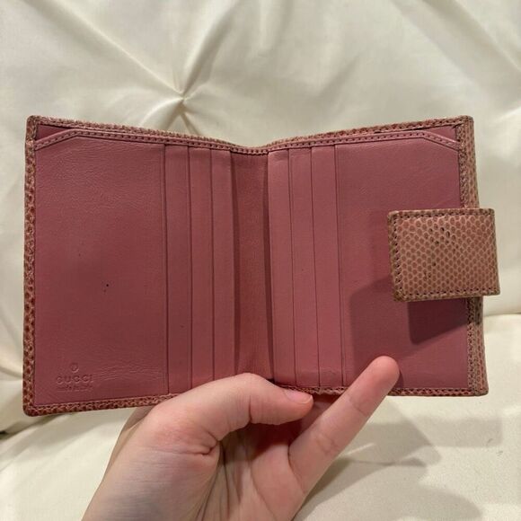 Vintage GUCCI GG Marmont Compact Wallet Bifold Leather Pink Blush Coin Purse - Picture 10 of 15
